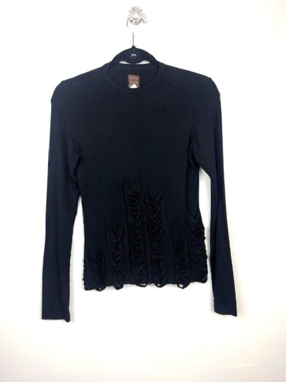 Jean Paul Gaultier Jean's Women's Black Long Sleeve Grunge Shirt Size S - Picture 2 of 6
